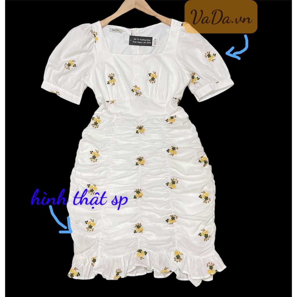 Đầm body dự tiệc hoa thêu cổ vuông dễ thương , đi học , đi chơi , cafe , đi tiệc  - Thời Trang VADA (V2) | BigBuy360 - bigbuy360.vn
