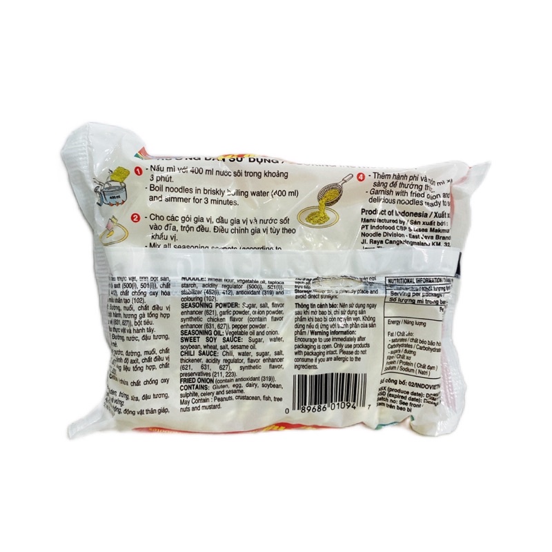 Combo 10 gói  mì sườn xào khô Goreng Indonesia 🇮🇩, Date mới 12 tháng.