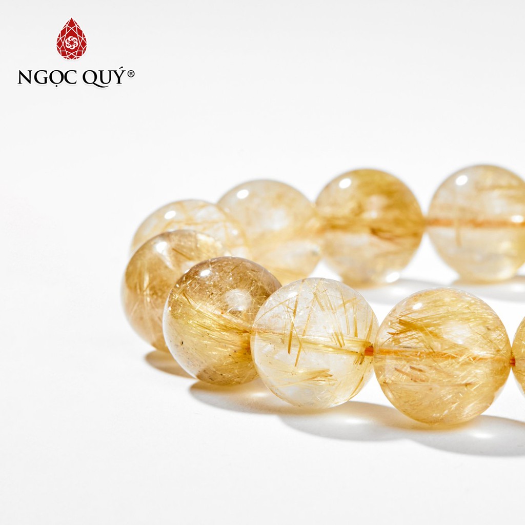 Ngọc Quý - Vòng tay phong thủy Nam màu Tóc Vàng 16mm mệnh kim, thổ - NQVT1084