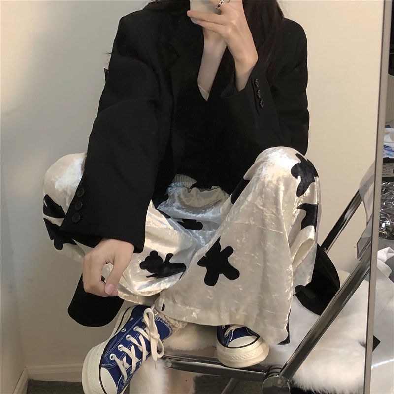 Quần dài ống rộng thời trang thu đông Hàn Quốc cho nữ 2021