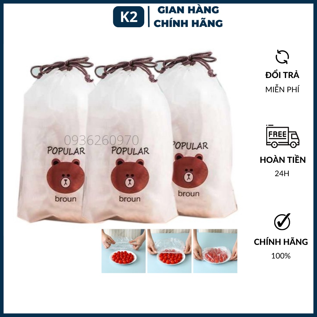100 Màng bọc thực phẩm dùng nhiều lần chun co giãn bọc thức ăn tái sử dụng