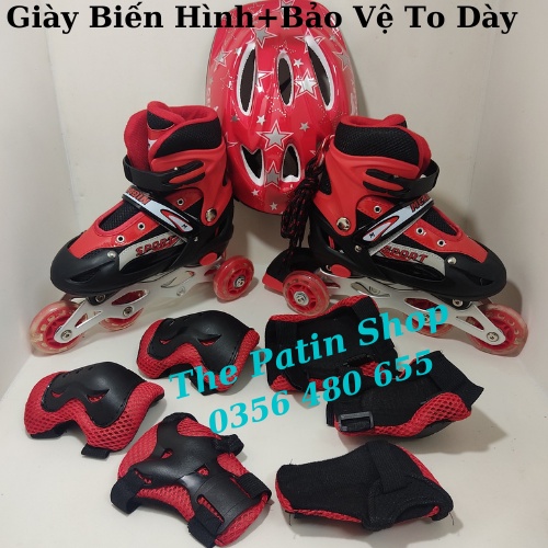 Giày trượt patin, giày patin cho bé phát sáng tặng kèm bộ bảo hộ,patin cho bé trai gái tập đi giá rẻ đep