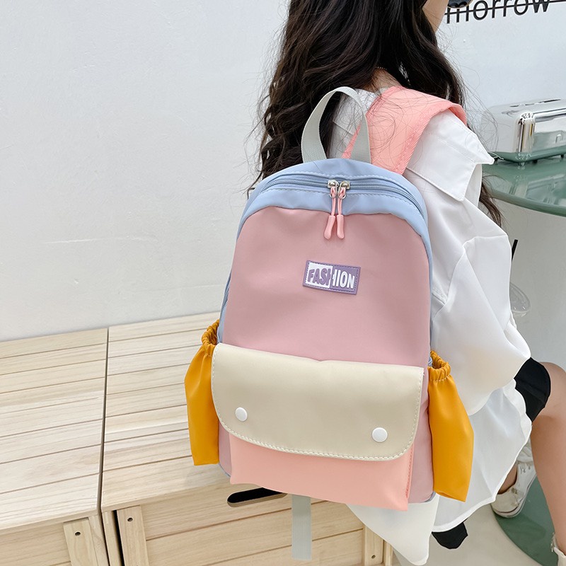 Balo đi học đi chơi dành cho bé trai, bé gái - cặp sách phối màu đặc sắc phong cách Hàn Quốc (TT3)