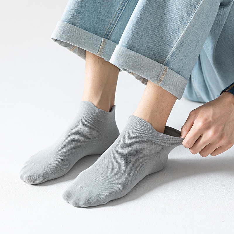 Vớ cotton ngang mắt cá chân màu trơn cho nam