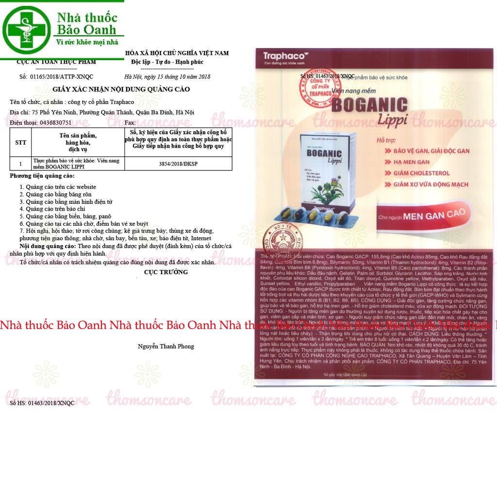 Boganic Lippi - giải độc gan, hạ mỡ máu - bảo vệ gan - Chính hãng Traphaco Chính hãng