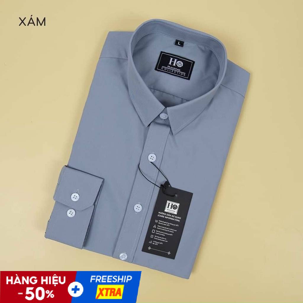 Áo Sơ Mi Nam Vải Trơn Dài Tay Hàn Quốc Chống Nhăn Chống Xù | BigBuy360 - bigbuy360.vn