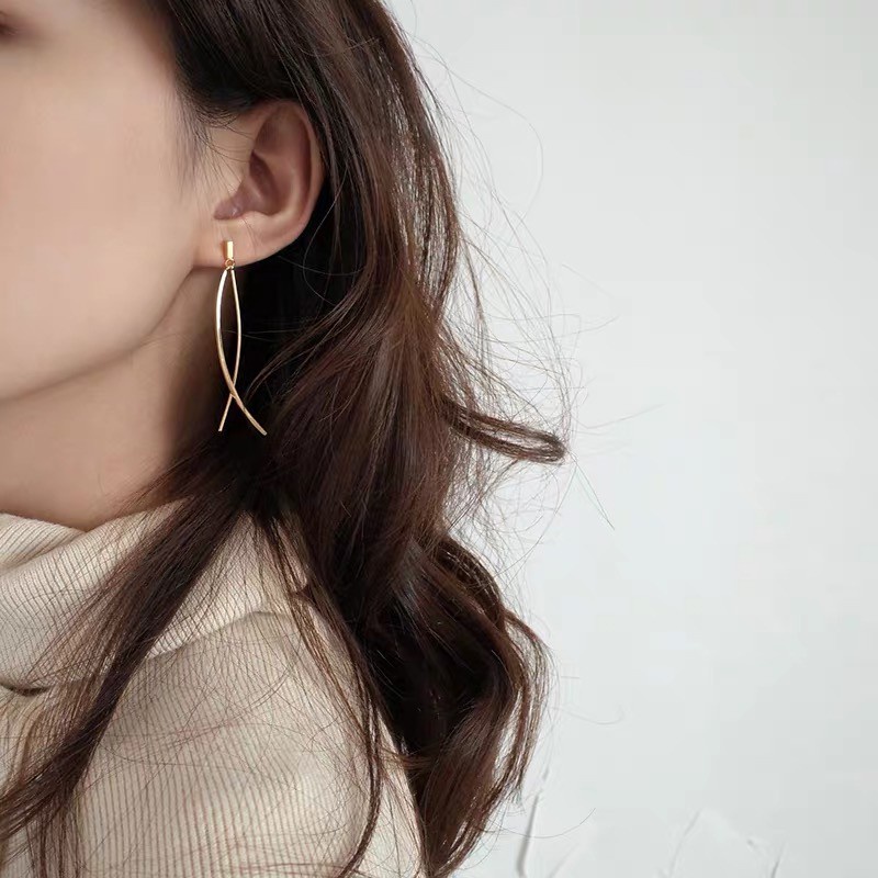 Bông tai mạ bạc 925 dáng dài thiết kế đơn giản