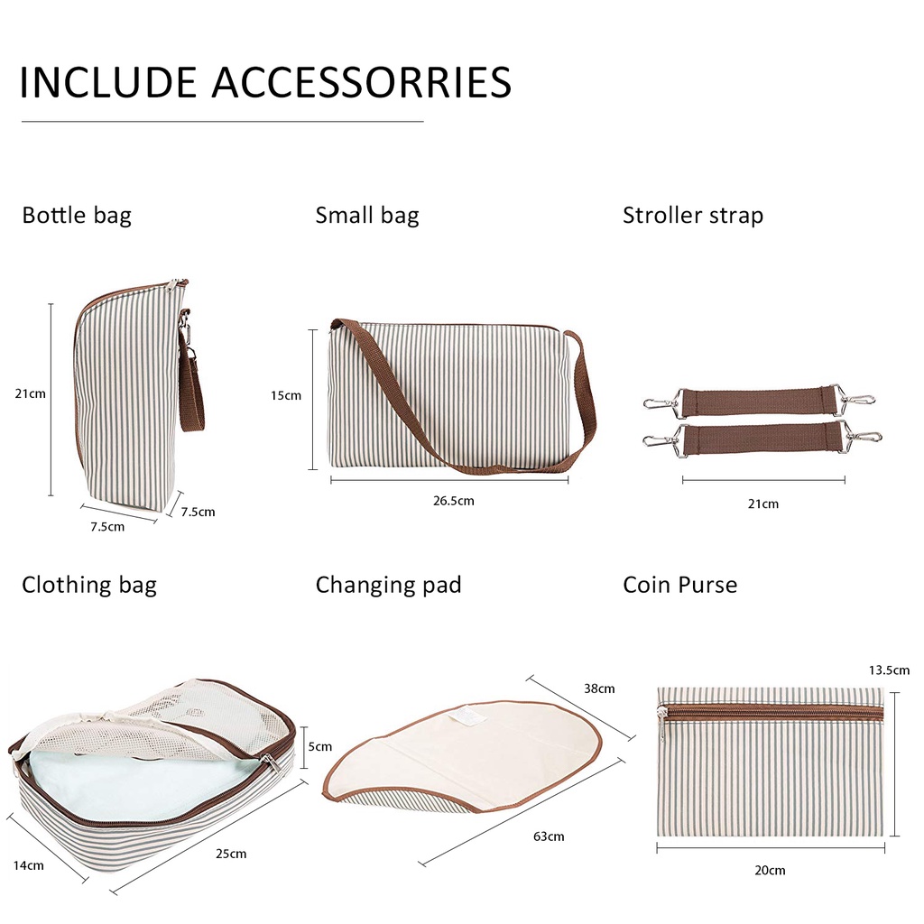 Set 7 Túi Đựng Tã Lót Đồ Dùng Em Bé Tiện Dụng Cho Mẹ Và Bé