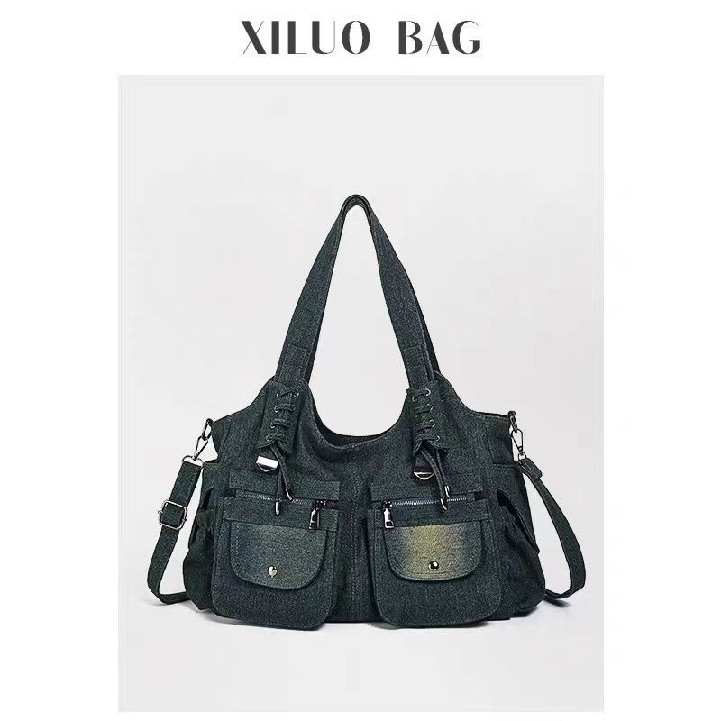 Túi Denim Một Dây Đeo Dưới Cánh Tay Cỡ Lớn Thời Trang Âu Mỹ Retro Cho Nữ