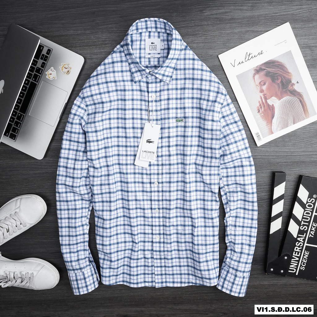 Aó sơ mi NAM kẻ Caro Lacoste (Form Slim,chất vải cotton dệt,thấm hút mồ hôi,thoáng mát,hàng VNXK) | BigBuy360 - bigbuy360.vn