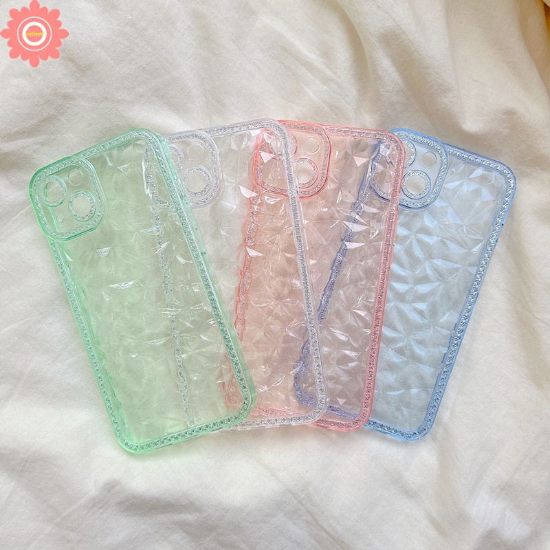 Ốp Điện Thoại tpu Mềm Chống Sốc Khung Bảo Vệ camera In Họa Tiết Kim Cương 3d Cho iphone 15 14 11 13 12 pro max 14pro 13pro 12pro 11pro max