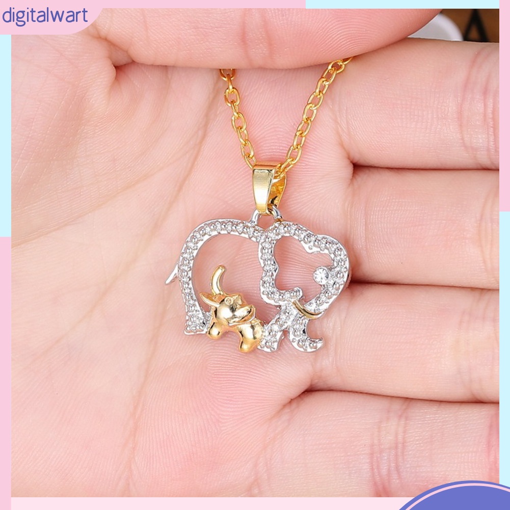 Dây chuyền kim loại mặt hình voi mẹ có thai voi con dễ thương cá tính đầy ý nghĩa