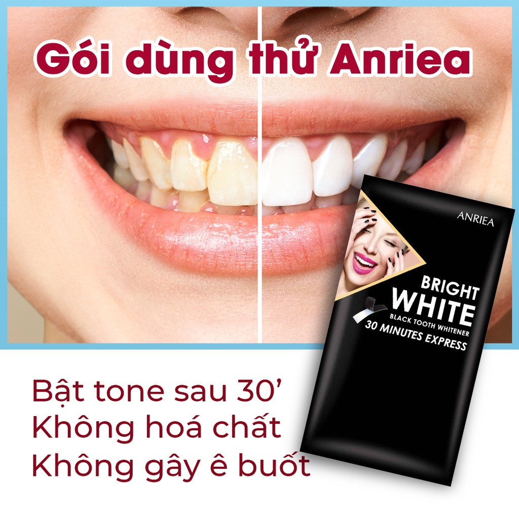 [GÓI DÙNG THỬ - RĂNG NHẠY CẢM] 1 gói miếng dán trắng răng Anriea than hoạt tính cải thiện màu răng - Hàng chính hãng A03