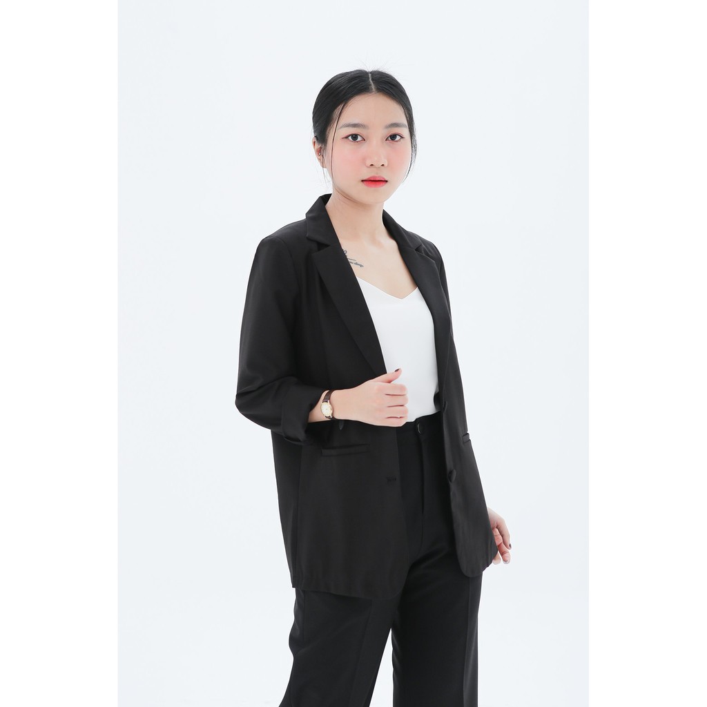 Áo vest nữ blazer KHÀN màu đen tà bầu basic áo khoác công sở tay dài 1 lớp phong cách Hàn Quốc | BigBuy360 - bigbuy360.vn