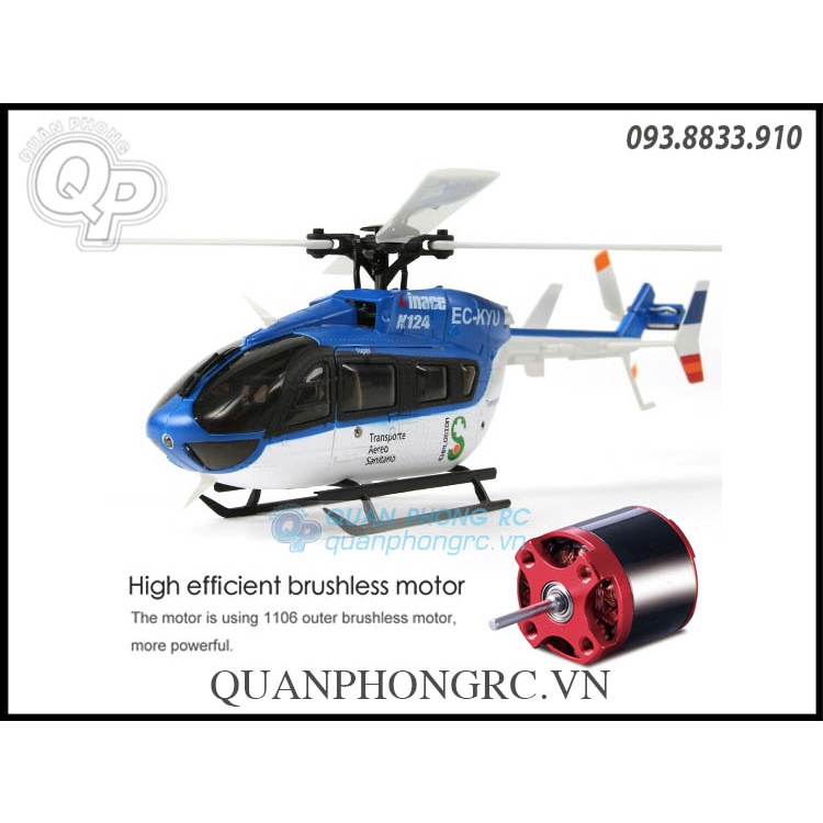 Máy bay điều  khiển WLtoys XK K124 EC145 6CH 3D6G Scale RC Helicopter RTF (Brushless Motor)