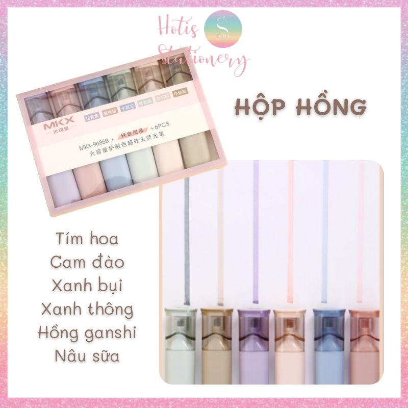 [HOTIS] Bộ 6 bút highlight màu Morandi, bút dạ quang, bút nhớ cao cấp và tinh tế