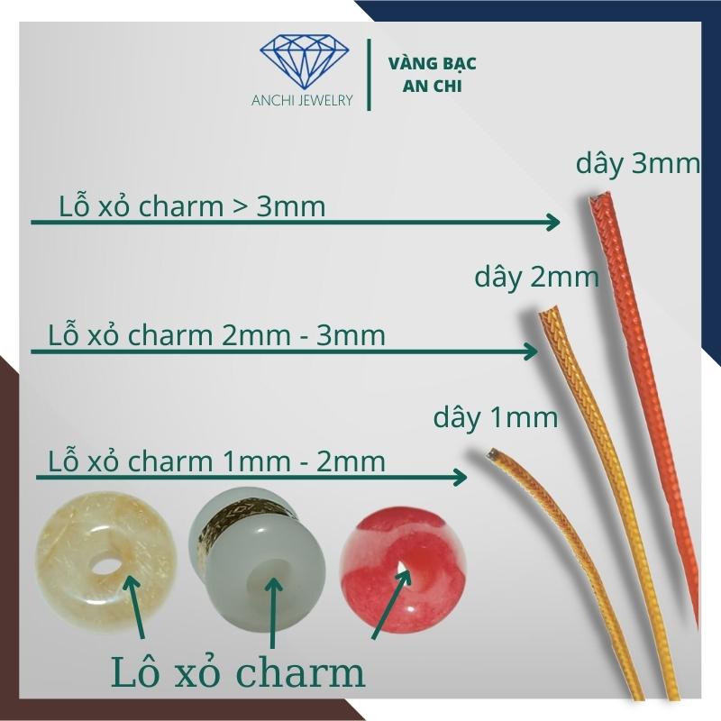 Vòng tay dây cước đỏ phong thuỷ đeo charm, lu thống, đồng điếu - Mẫu khóa 8. Anchi jewelry