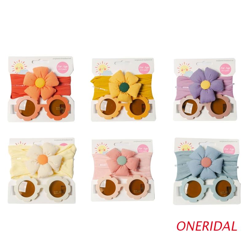 Set 2 Món Kính Râm + Băng Đô Hoa + Kẹp Tóc Chống Tia UV Cho Bé Sơ Sinh