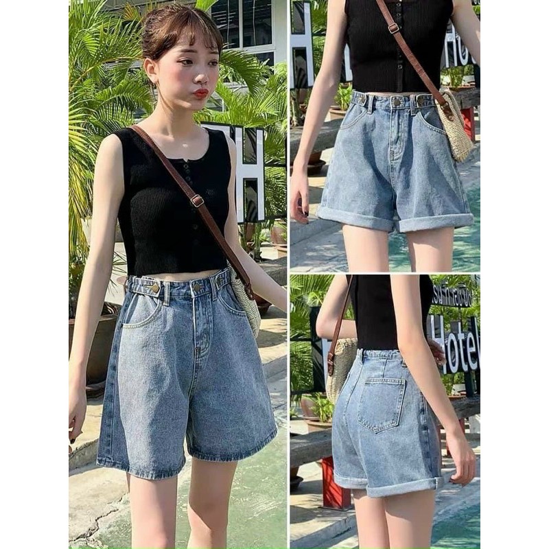 Quần short jean⚡️ Quần ngố bò cạp đỉa may gấu