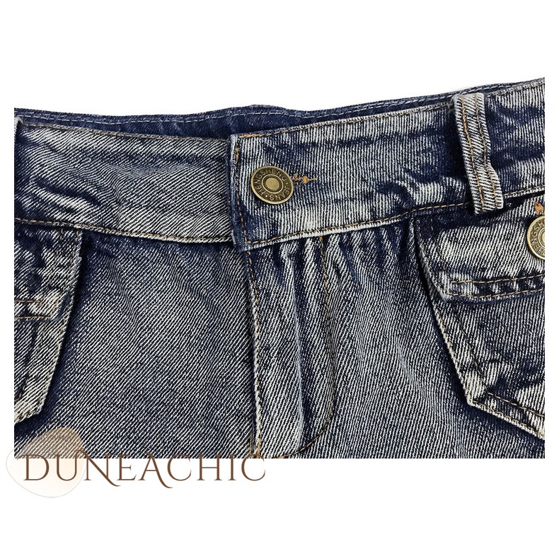 DUNEA Quần Short Denim Lưng Thấp Thiết Kế Xẻ Rách Phong Cách Quyến Rũ