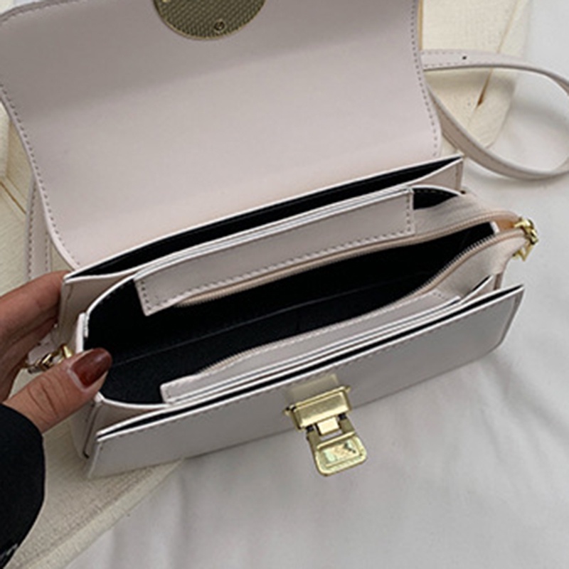 IELGY Túi Đeo Chéo Dáng Vuông Nhỏ Màu Đen Có Khóa Thời Trang Cho Nữ