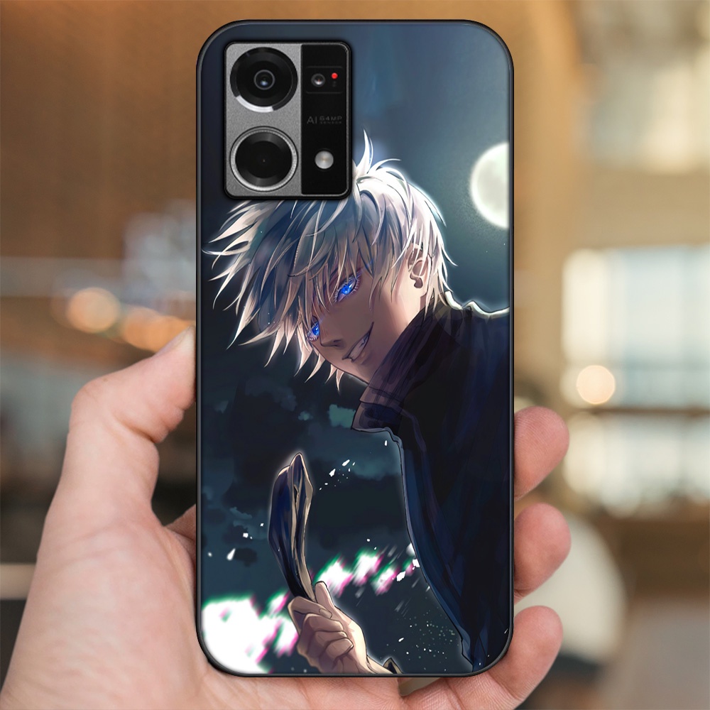 Ốp lưng Oppo Reno 7 4G viền đen in hình Satoru Jujutsu Kaisen