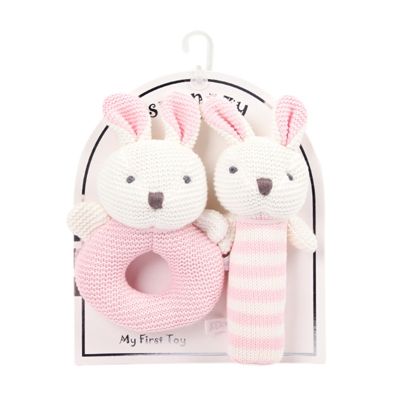 Bộ 2 Đồ Chơi Lục Lạc Hình Thú Hoạt Hình Nhồi Bông Mềm Mại Thoải Mái Cho Bé