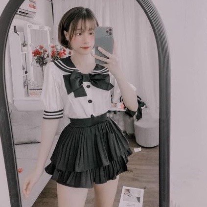 Chân Váy Dếp Ly Phân Tầng Dáng Xòe Vintage Tiểu Thư Kèm Quần Trong Váy