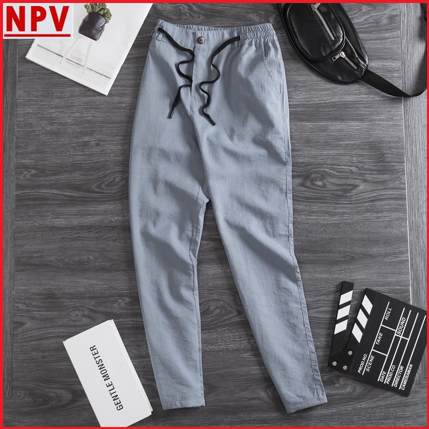 Quần tây nam NPV dáng xuông trẻ trung chất đũi thoáng khí- Quần đũi dài nam ống côn cạp chun dây rút | BigBuy360 - bigbuy360.vn