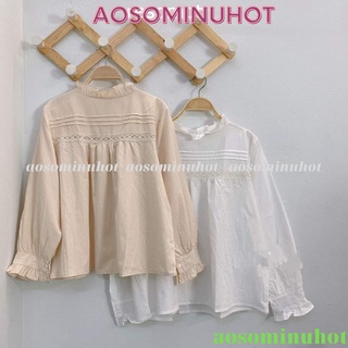 áo babydoll tiểu thư A260 cổ bèo ren ngực quảng châu Thời trang Xmin