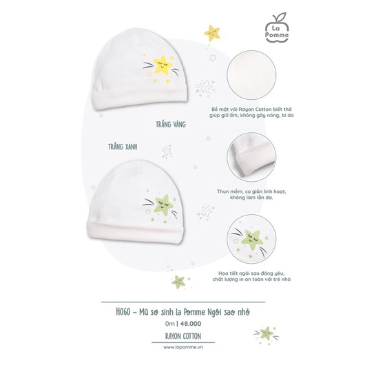 Lapomme - Phụ kiện sơ sinh sao nhỏ Rayon Cotton