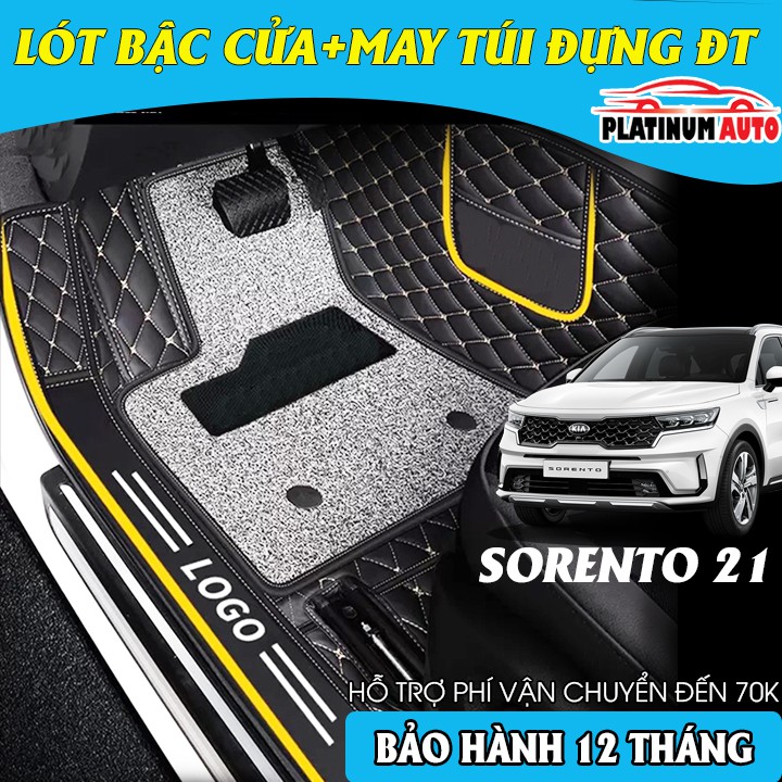 Thảm lót sàn ô tô 6D thành cao, tràn viền bậc cửa Kia Sorento 2021