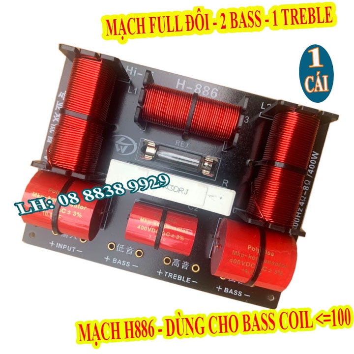 PHÂN TẦN FULL ĐÔI CÔNG SUẤT LỚN H886 - 2 BASS 1 TREBLE - GIÁ 1 MẠCH