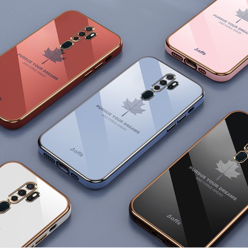 Ốp Điện Thoại Silicon Mềm Chống Rơi Họa Tiết Lá Phong Gắn Dây Đeo Cho OPPO A5 2020 A9 2020 A11X