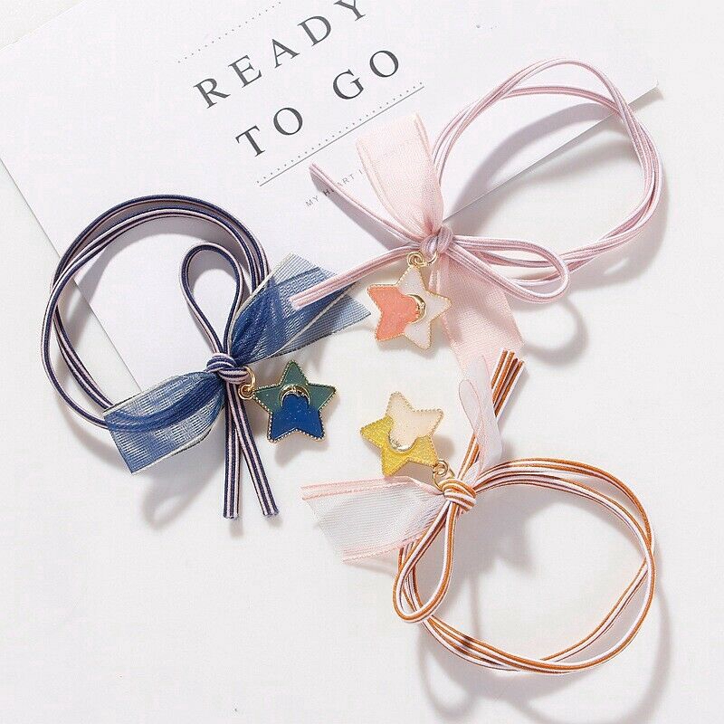 Elastic Hair Bands Women's Frosted Acrylic Lace Star Rubber Hair Tie