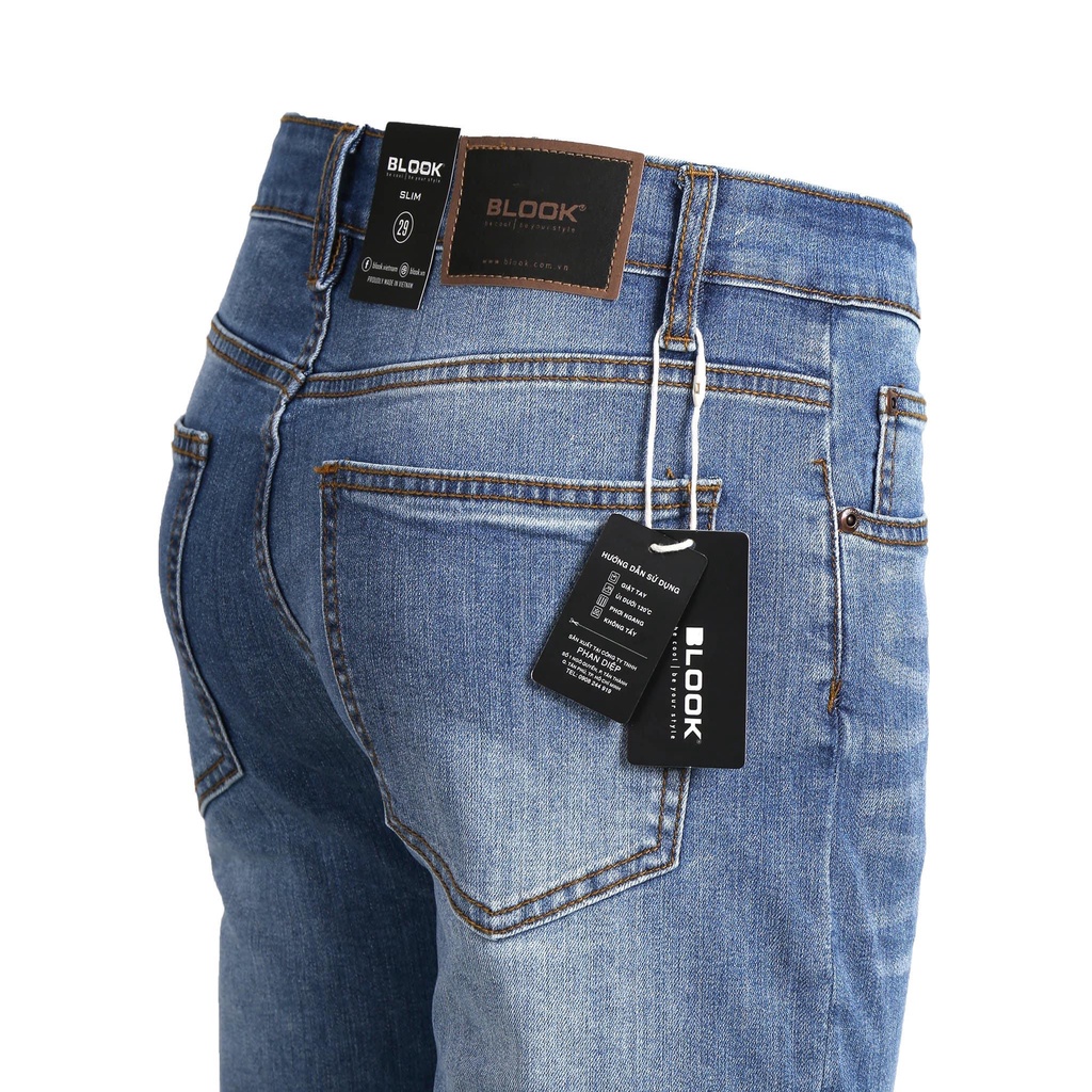 Quần Jeans BLOOK form slimfit ống đứng , không rách co giãn mã 80602