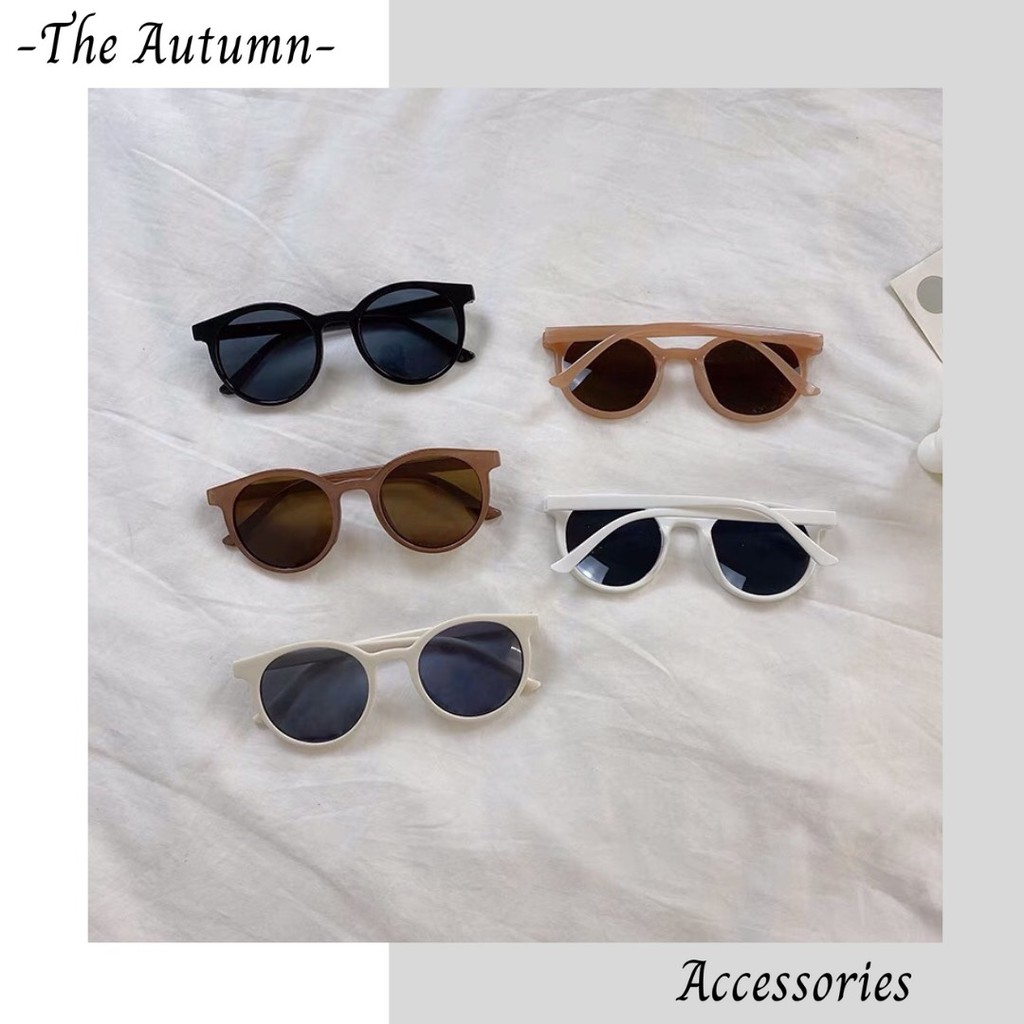 Kính râm nhiều màu gọng tròn mắt mèo chống tia UV phong cách thời trang cho nam và nữ - The Autumn Accessories