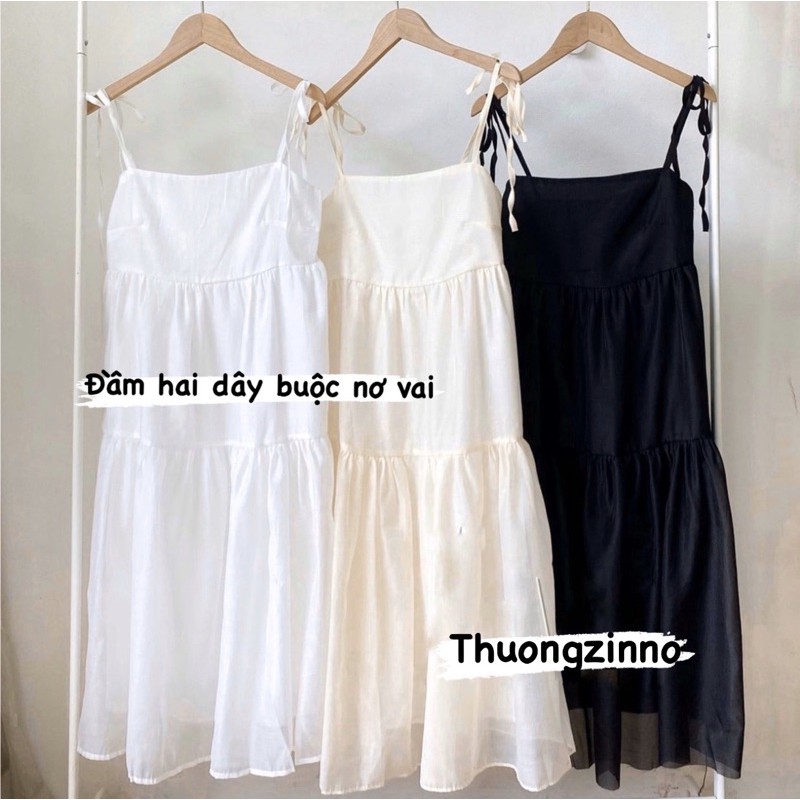 [Ảnh thật/Video]Váy hai dây Lucy buộc nơ vai Hàn Quốc dáng dài Váy hai dây ulzzang | BigBuy360 - bigbuy360.vn