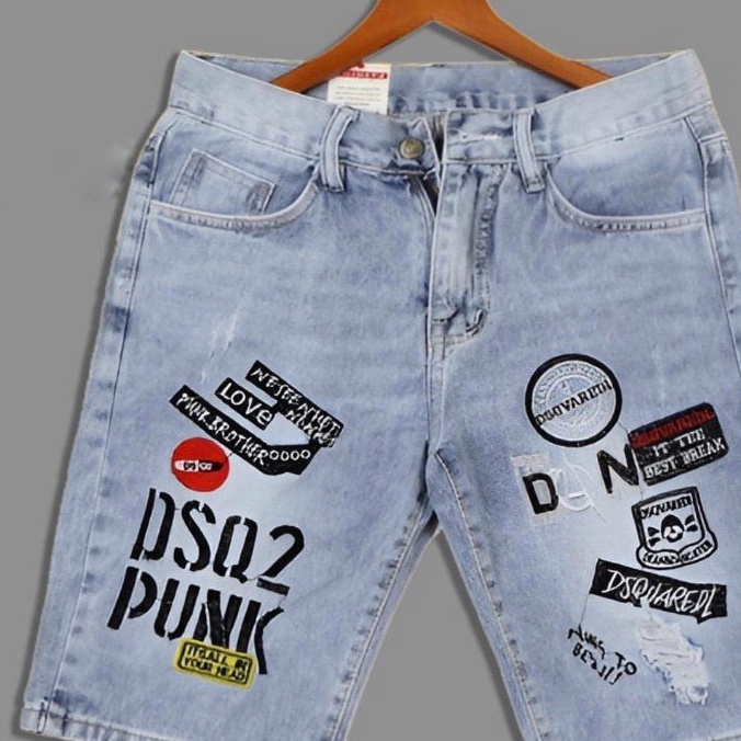 Quần Short Jean Nam cao cấp thêu hình ấn tượng ,hàng chuẩn shop CAROLLSTORE MS203