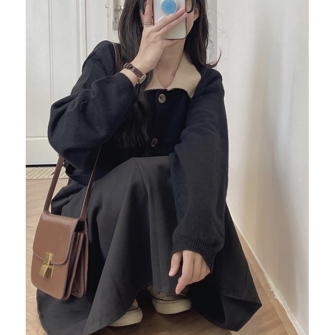 [HÀNG SẴN]ÁO CADIGAN LEN CÚC MỞ CỔ PHỐI MÀU 1102/ÁO CADIGAN TIỂU THƯ VINTAGE | BigBuy360 - bigbuy360.vn