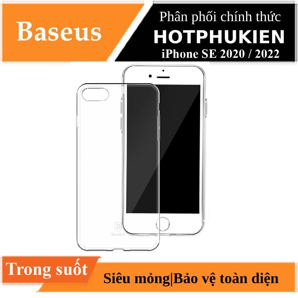 Ốp lưng silicon trong suốt cho iPhone SE 2022 / 2020 / iPhone 8 / iPhone 7 hiệu Baseus Sky Case - Hotphukien phân phối