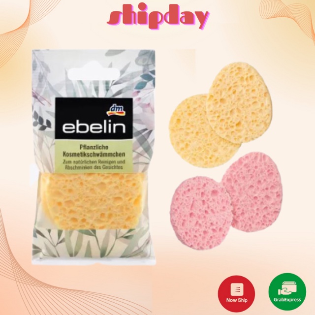 Bọt biển rửa mặt Ebelin Đức gồm 2 miếng Kháng khuẩn