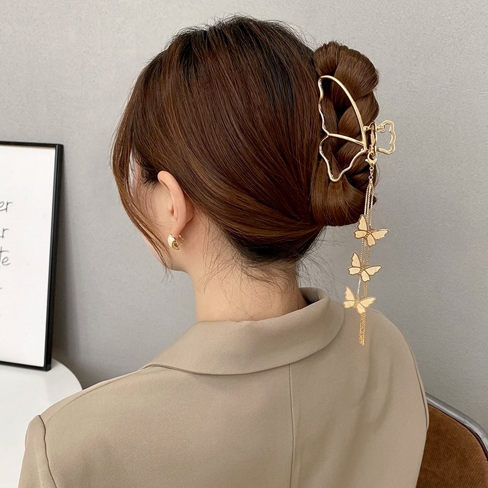 Kẹp Tóc Càng Cua Đính Mặt Hình Bướm Vintage Cho Nữ