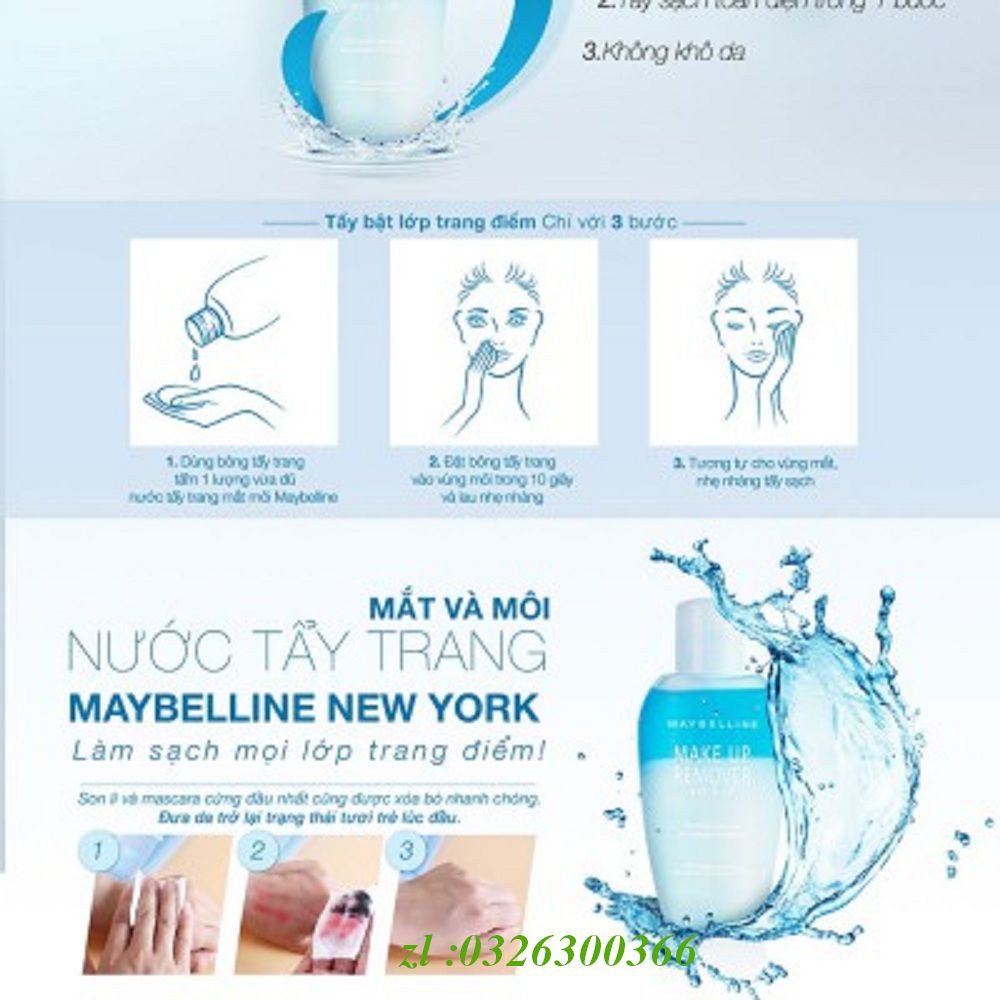 Nước Tẩy Trang Mắt Môi 150ml Maybelline New York Eye & Lip Makeup Remover