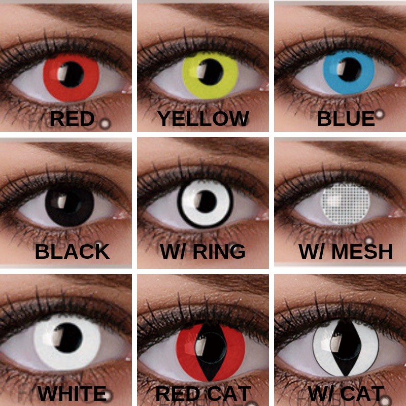 HALLOWEEN lens xanh dương - bộ 2 lens cosplay xanh dương - kính áp tròng hoá trang màu sắc xanh, trắng, đen, đỏ, vàng