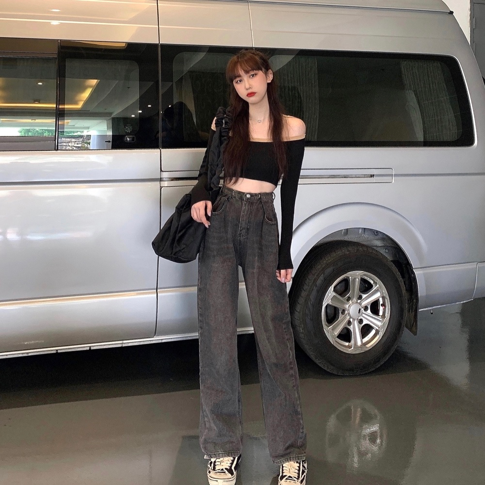 DUNEA Quần Jeans Dài Ống Loe Thời Trang Dành Cho Nữ