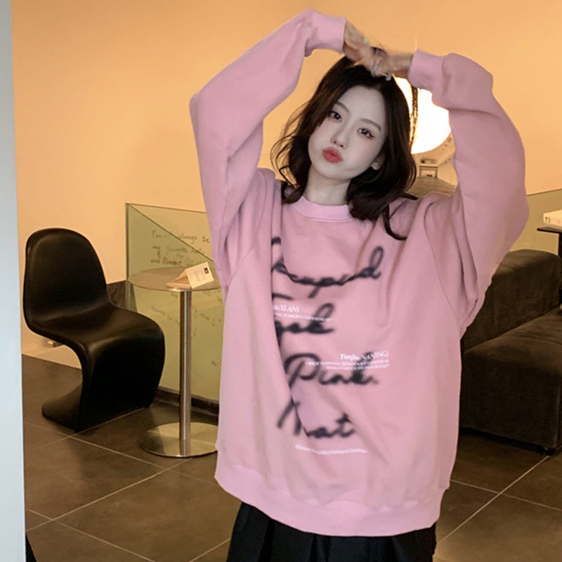 NRVP Mới Áo Thun Tay Dài Dáng Rộng In Chữ Phong Cách Hàn Quốc 2023