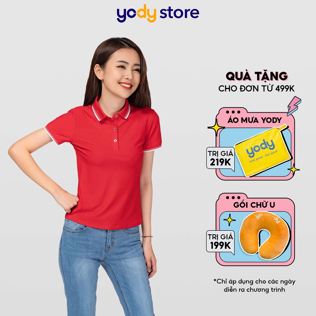 Áo phông nữ kiểu dáng polo mới. Áo yody nữ chất liệu airycool bo kẻ thời trang, trẻ trung - APN4014