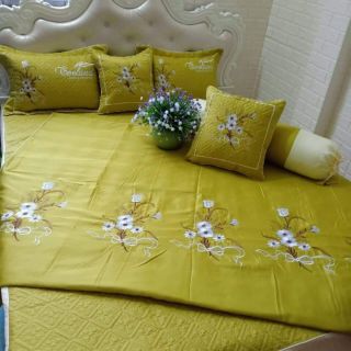 Chăn ga satin trần bông cao cấp set 7 món gạt sang xem 8 màu