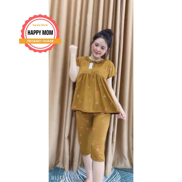 Bộ bầu mặc nhà cotton áo có khoá cho con ti, quần lửng chun rút - 2 LOẠI VẢI CHẤT COTTON CAO CẤP VÀ LOẠI  COTTON THƯỜNG